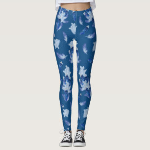 Exotic-White Parrot Blue tone Feathers Repeeert Leggings