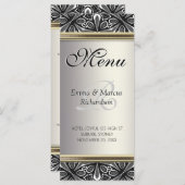 Exotic Zilver Zwart Wit Decor Wedding Menu (Voorkant / Achterkant)