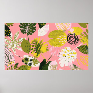 Exotisch abstract tropisch patroon met heldere kle poster