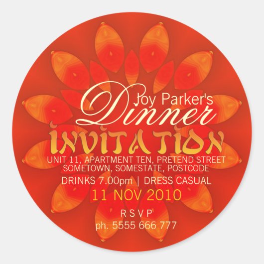 Exotisch Azië Dinner Invitation Sticker (Voorkant)