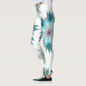 Exotisch blauw Bloem Mandala Leggings (Links)