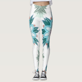 Exotisch blauw Bloem Mandala Leggings