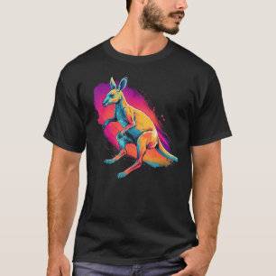 Exotisch Dier Kangoeroe Waterverf Schilderij T-shirt