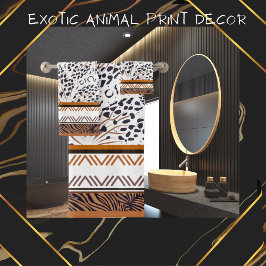Exotisch Dier Prints Bruin, Roest, Zwart Graphics Bad Handdoek