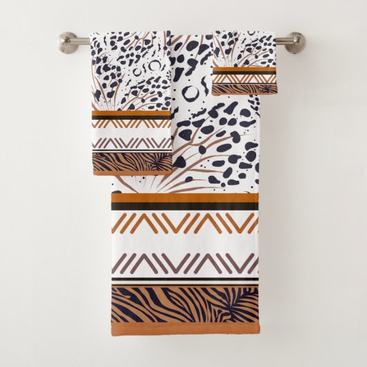 Exotisch Dier Prints Bruin, Roest, Zwart Graphics Bad Handdoek (Insitu)
