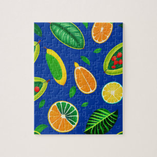 Exotisch fruit en groen blad legpuzzel