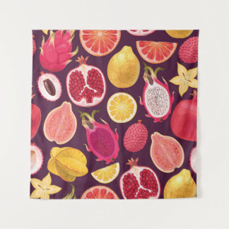 Exotisch fruit: kleurrijk naadloos patroon wandkleed