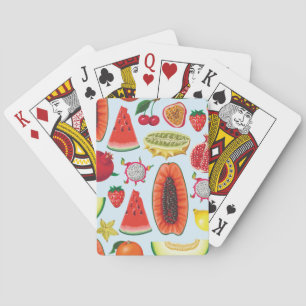 Exotisch fruit: trendy print naadloos. pokerkaarten