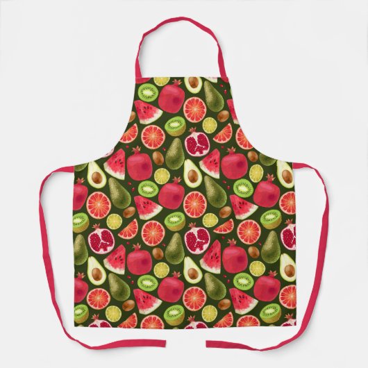 Exotisch fruitpatroon Apron Schort (Voorkant)