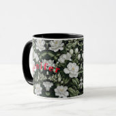 Exotisch gebladerte met witte bloemen koffie Mok (Voorkant links)