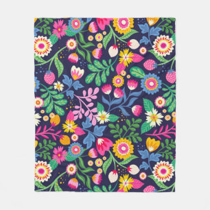 Exotisch handgeschilderd bloempatroon fleece deken