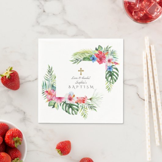 Exotisch Hawaïaans Tropisch Bloemstuk Doopfeest Servet (Insitu)