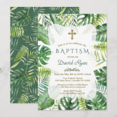 Exotisch Hawaiaans Tropisch Groen Kader Doop Kaart (Voorkant / Achterkant)