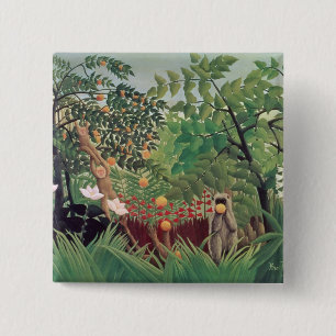 Exotisch landschap, 1910 vierkante button 5,1 cm