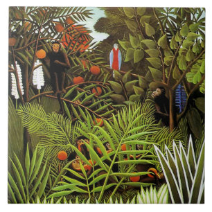 Exotisch landschap, schilderij van Henri Rousseau Tegeltje