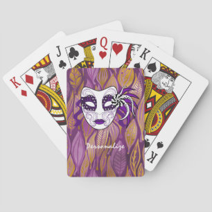 Exotisch Mardi Gras-masker Paars Gepersonaliseerd Pokerkaarten