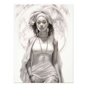 Exotisch Meisje op een Bank Foto Afdruk