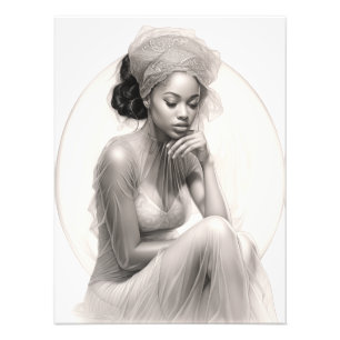 Exotisch Meisje op een Bank Foto Afdruk