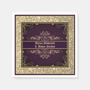 Exotisch Paars Gold Glitter, speciaal gepersonali Servet