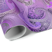 Exotisch Paarse Paisley Boho Damask Pattern Cadeaupapier (Rol Hoek)