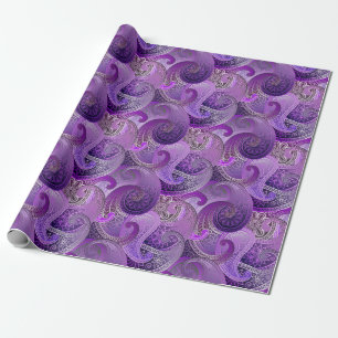 Exotisch Paarse Paisley Boho Damask Pattern Cadeaupapier