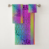 EXOTISCH RAINBOW FAUX ANIMAAL PRINT BATH TOWEL SET BAD HANDDOEK (Insitu)