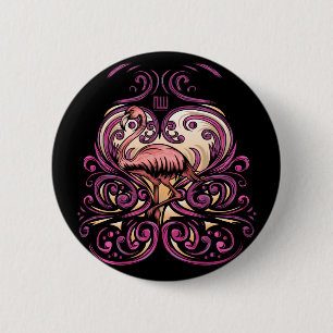 Exotisch roze ronde button 5,7 cm