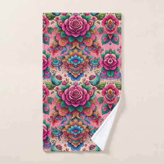 Exotisch roze rozen ontwerp bad handdoek (Handdoek)