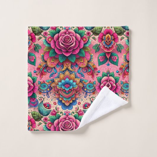 Exotisch roze rozen ontwerp bad handdoek (Wasdoekje)