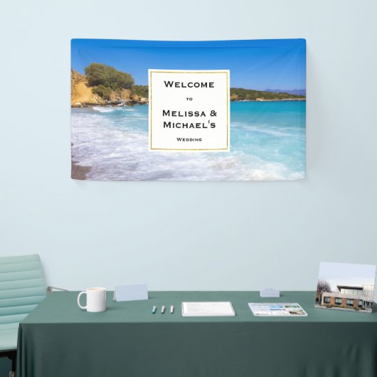 Exotisch strand tropisch eiland paradijs bruiloft spandoek (Beurs)