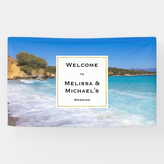 Exotisch strand tropisch eiland paradijs bruiloft spandoek (Horizontaal)