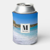 Exotisch strand Tropisch eiland Paradise Monogram Blikjeskoeler (Blikje Achterkant)