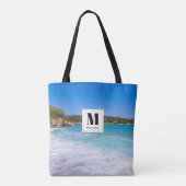 Exotisch strand Tropisch eiland Paradise Monogram Draagtas (Achterkant)