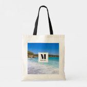 Exotisch strand Tropisch eiland Paradise Monogram Tote Bag (Achterkant)