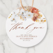 Exotisch Terracotta Bloemendesign Elegante Boho Da Bedankjes Labels (Voorkant)