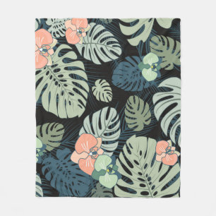 Exotisch tropisch: bloemenpatroon fleece deken