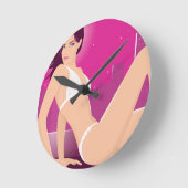 Exotisch Vrouw model met witte bikini Ronde Klok (Hoek)