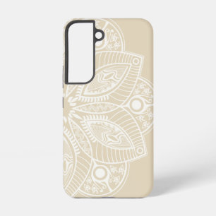 Exotisch wit Mandala op beige achtergrond Samsung Galaxy Hoesje