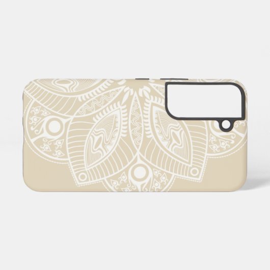 Exotisch wit Mandala op beige achtergrond Samsung Galaxy Hoesje (Achterkant horizontaal)