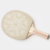Exotisch wit Mandala op beige achtergrond Tafeltennisbatje (Zijkant)