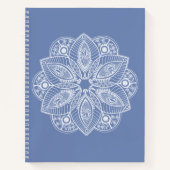Exotisch wit Mandala op blauwe achtergrond Notitieboek (Voorkant)
