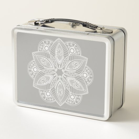 Exotisch wit Mandala op grijze achtergrond (Achterkant)