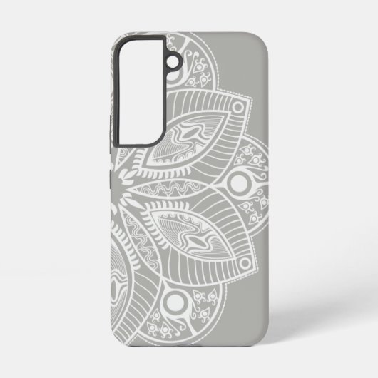 Exotisch wit Mandala op grijze achtergrond Samsung Galaxy Hoesje (Achterkant)