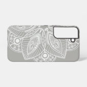 Exotisch wit Mandala op grijze achtergrond Samsung Galaxy Hoesje (Achterkant horizontaal)