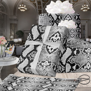 Exotisch zwart-wit Python Snakeskin Cadeaupapier