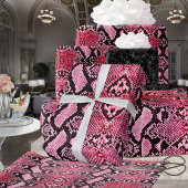 Exotische aardbeiroze Python Snakeskin Cadeaupapier