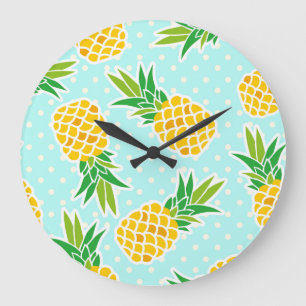 Exotische ananas: Blue Polka-dot fun. Grote Klok