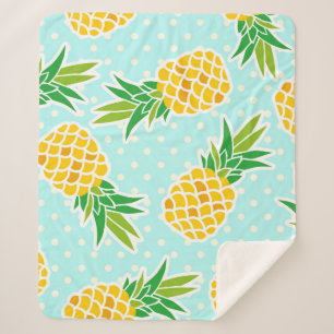 Exotische ananas: Blue Polka-dot fun. Sherpa Deken