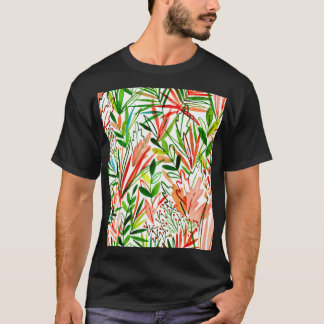 Exotische bladeren, bloemen, waterverf regenwoud d t-shirt