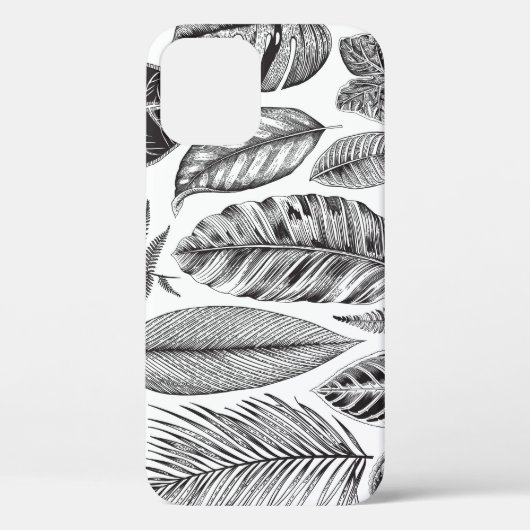 Exotische bladeren,  bloemenzwart en wit. Case-Mate iPhone case (Achterkant)